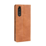 Flip Cover Sony Xperia 5 Effet Cuir Vintage Stylisé Flip Cover Sony Xperia 5 Effet Cuir Vintage Stylisé