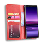 Flip Cover Sony Xperia 5 Effet Cuir Vintage Stylisé Flip Cover Sony Xperia 5 Effet Cuir Vintage Stylisé
