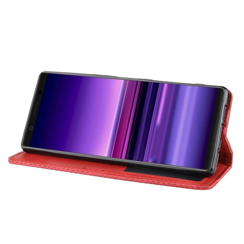 Flip Cover Sony Xperia 5 Effet Cuir Vintage Stylisé Flip Cover Sony Xperia 5 Effet Cuir Vintage Stylisé