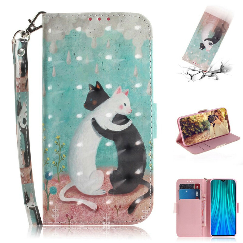 Housse Xiaomi Redmi Note 8 Pro Amis Chats à Lanière Housse Xiaomi Redmi Note 8 Pro Amis Chats à Lanière
