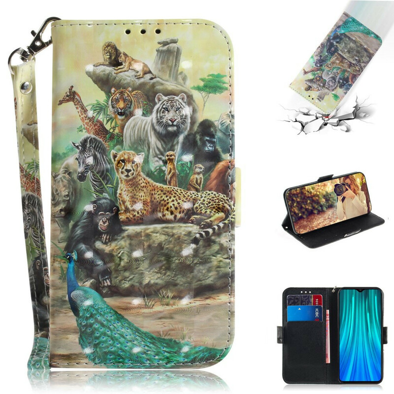 Housse Xiaomi Redmi Note 8 Pro Animaux Safari à Lanière Housse Xiaomi Redmi Note 8 Pro Animaux Safari à Lanière