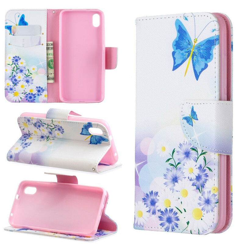 Housse Xiaomi Redmi 7A Papillons et Fleurs Peints Housse Xiaomi Redmi 7A Papillons et Fleurs Peints