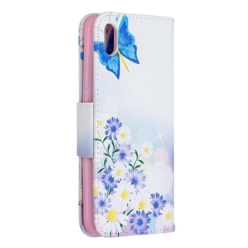 Housse Xiaomi Redmi 7A Papillons et Fleurs Peints Housse Xiaomi Redmi 7A Papillons et Fleurs Peints