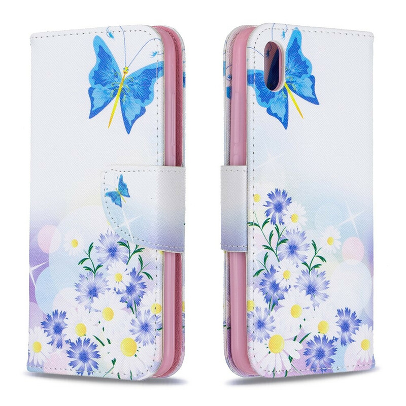 Housse Xiaomi Redmi 7A Papillons et Fleurs Peints Housse Xiaomi Redmi 7A Papillons et Fleurs Peints