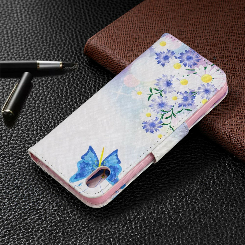 Housse Xiaomi Redmi 7A Papillons et Fleurs Peints Housse Xiaomi Redmi 7A Papillons et Fleurs Peints