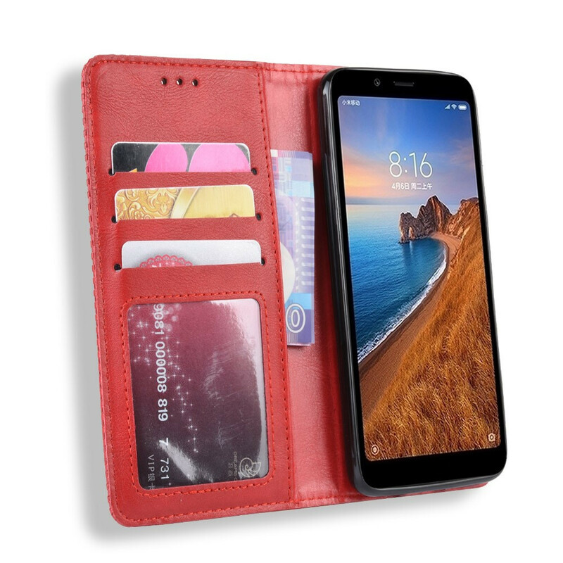 Flip Cover Xiaomi Redmi 7A Effet Cuir Vintage Stylisé Flip Cover Xiaomi Redmi 7A Effet Cuir Vintage Stylisé