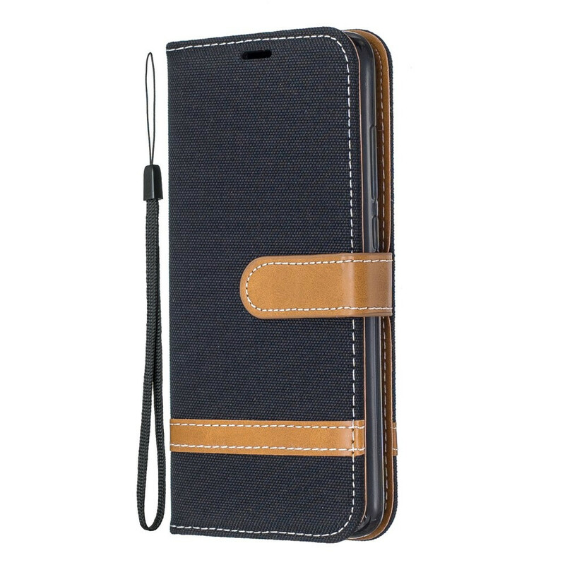 Housse Xiaomi Redmi 7A Tissu et Effet Cuir à Lanière Housse Xiaomi Redmi 7A Tissu et Effet Cuir à Lanière