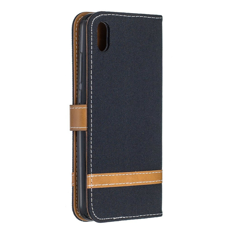 Housse Xiaomi Redmi 7A Tissu et Effet Cuir à Lanière Housse Xiaomi Redmi 7A Tissu et Effet Cuir à Lanière