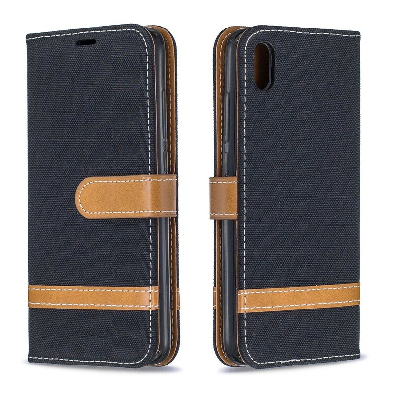 Housse Xiaomi Redmi 7A Tissu et Effet Cuir à Lanière Housse Xiaomi Redmi 7A Tissu et Effet Cuir à Lanière