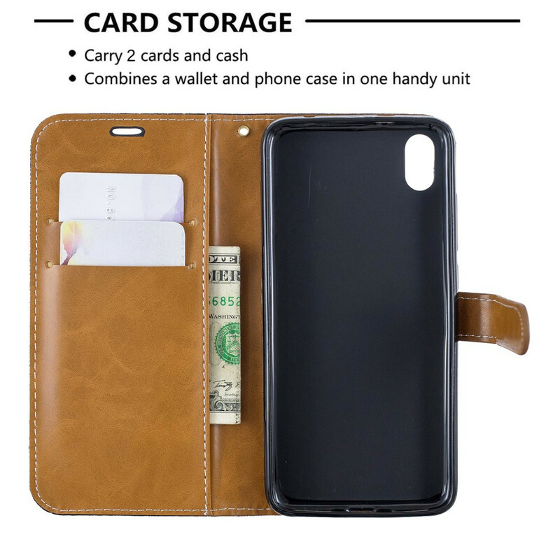 Housse Xiaomi Redmi 7A Tissu et Effet Cuir à Lanière Housse Xiaomi Redmi 7A Tissu et Effet Cuir à Lanière