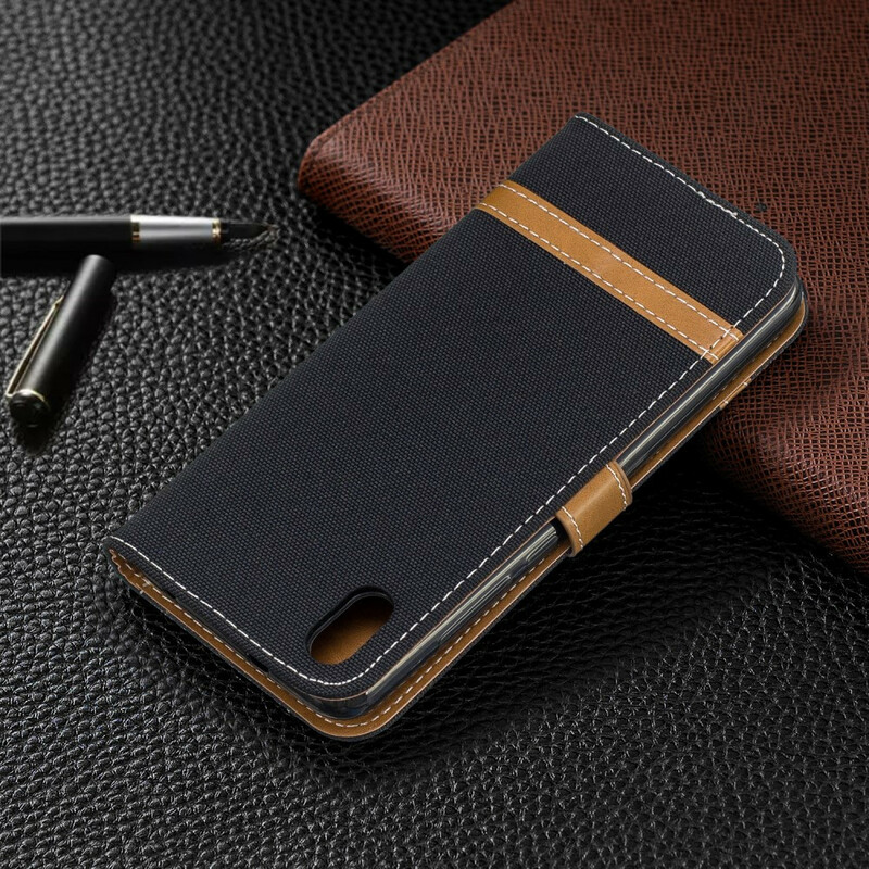 Housse Xiaomi Redmi 7A Tissu et Effet Cuir à Lanière Housse Xiaomi Redmi 7A Tissu et Effet Cuir à Lanière
