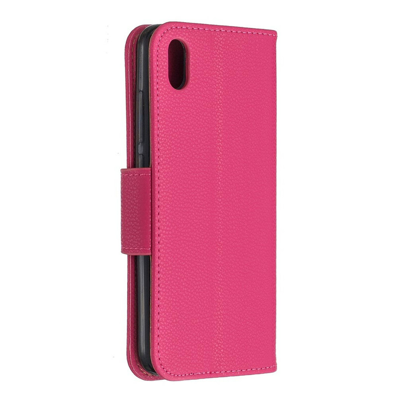 Housse Xiaomi Redmi 7A Effet Cuir Litchi Coloré à Lanière Housse Xiaomi Redmi 7A Effet Cuir Litchi Coloré à Lanière