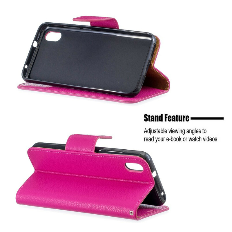 Housse Xiaomi Redmi 7A Effet Cuir Litchi Coloré à Lanière Housse Xiaomi Redmi 7A Effet Cuir Litchi Coloré à Lanière