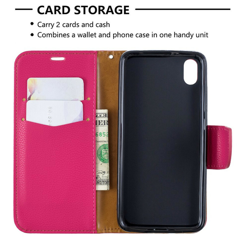 Housse Xiaomi Redmi 7A Effet Cuir Litchi Coloré à Lanière Housse Xiaomi Redmi 7A Effet Cuir Litchi Coloré à Lanière