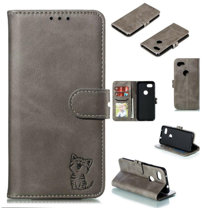 Housse Google Pixel 3A Simili Cuir Chaton