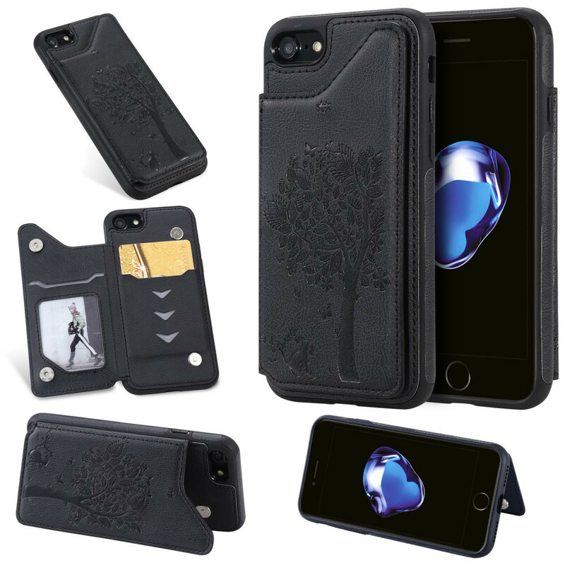 Coque iPhone 8 / 7 Porte-Cartes Support Impression Chat