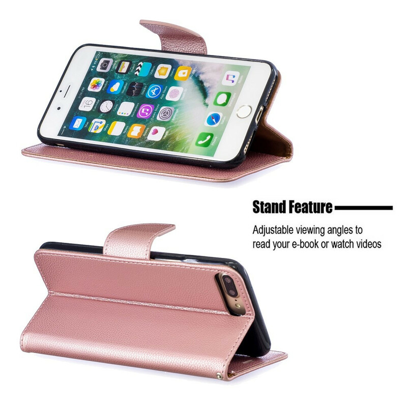 Housse iPhone 8 Plus / 7 Plus Effet Cuir Litchi Coloré à Lanière Housse iPhone 8 Plus / 7 Plus Effet Cuir Litchi Coloré à Lanière