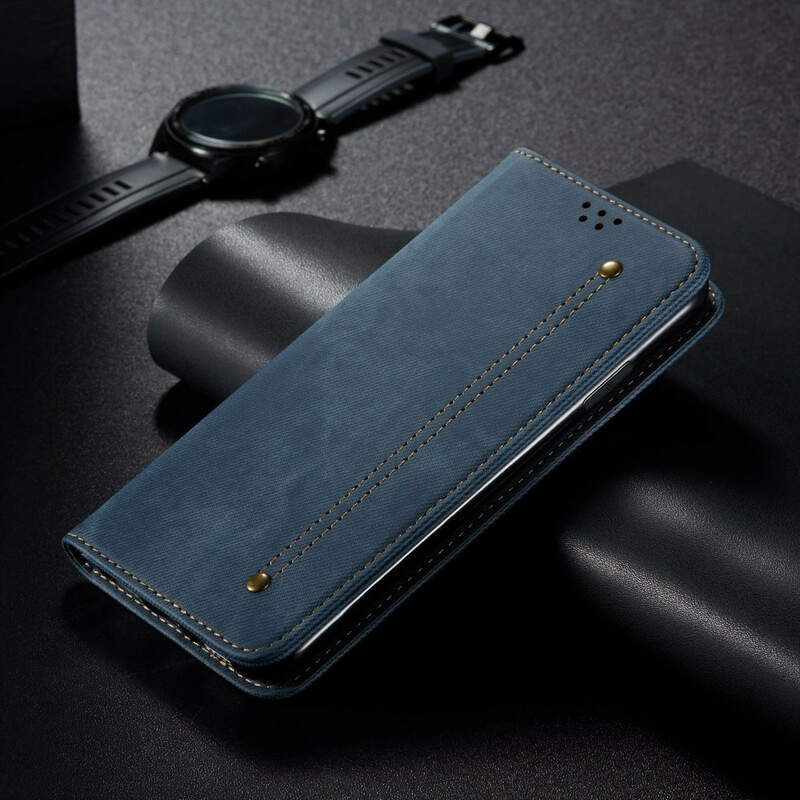 Flip Cover iPhone 8 Plus / 7 Plus Simili Cuir Texture Jeans