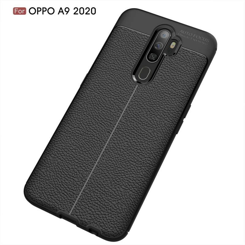 Coque Oppo A9  2020 Effet Cuir Litchi Double line
