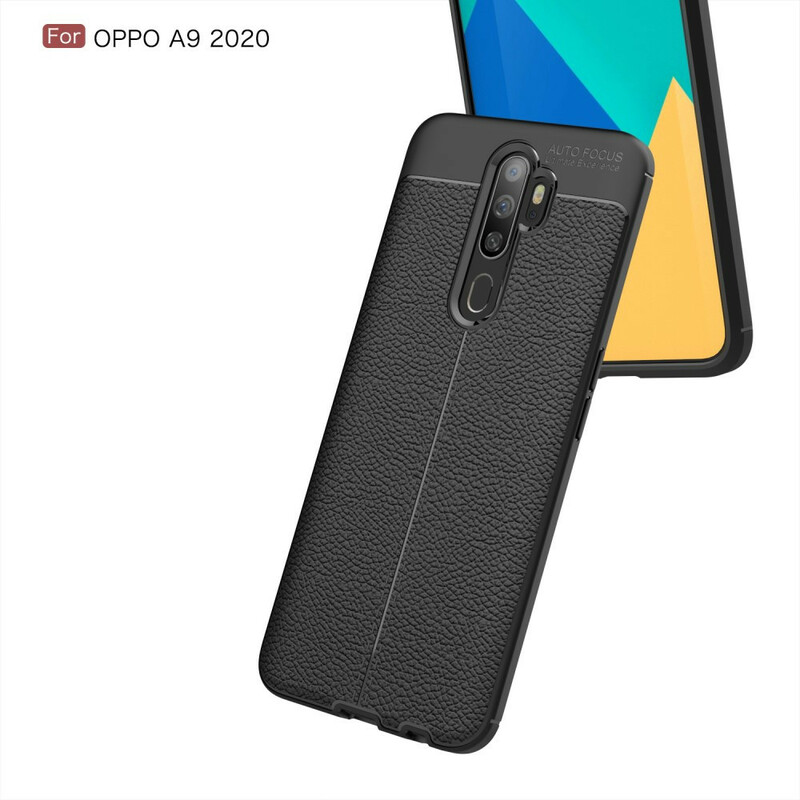 Coque Oppo A9  2020 Effet Cuir Litchi Double line