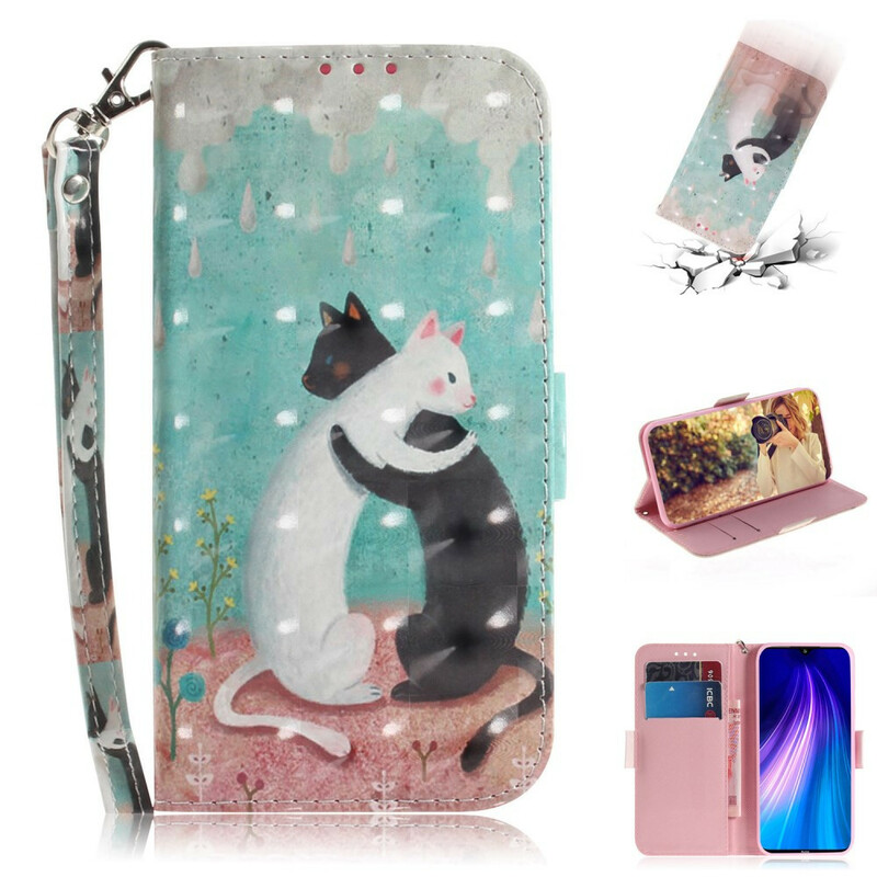 Housse Xiaomi Redmi Note 8 Amis Chats à Lanière Housse Xiaomi Redmi Note 8 Amis Chats à Lanière