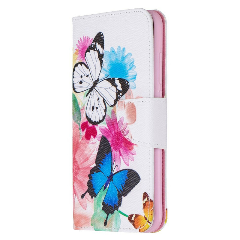 Housse Xiaomi Redmi Note 8 Papillons et Fleurs Peints