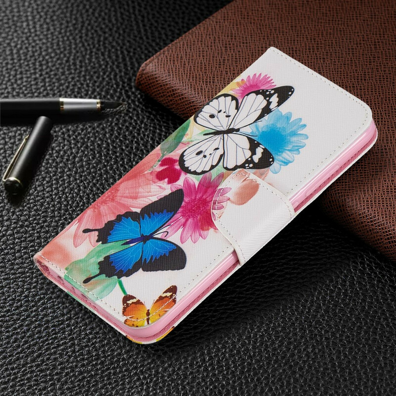 Housse Xiaomi Redmi Note 8 Papillons et Fleurs Peints