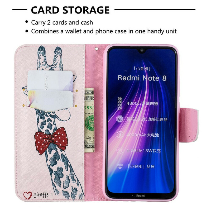 Housse Xiaomi Redmi Note 8 Girafe Intello