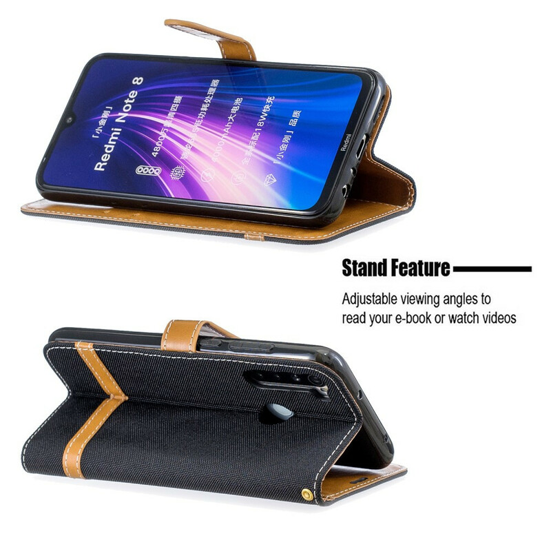 Housse Xiaomi Redmi Note 8 Tissu et Effet Cuir à Lanière Housse Xiaomi Redmi Note 8 Tissu et Effet Cuir à Lanière