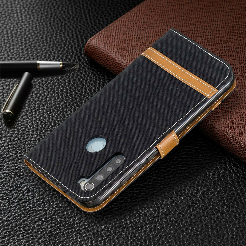 Housse Xiaomi Redmi Note 8 Tissu et Effet Cuir à Lanière Housse Xiaomi Redmi Note 8 Tissu et Effet Cuir à Lanière