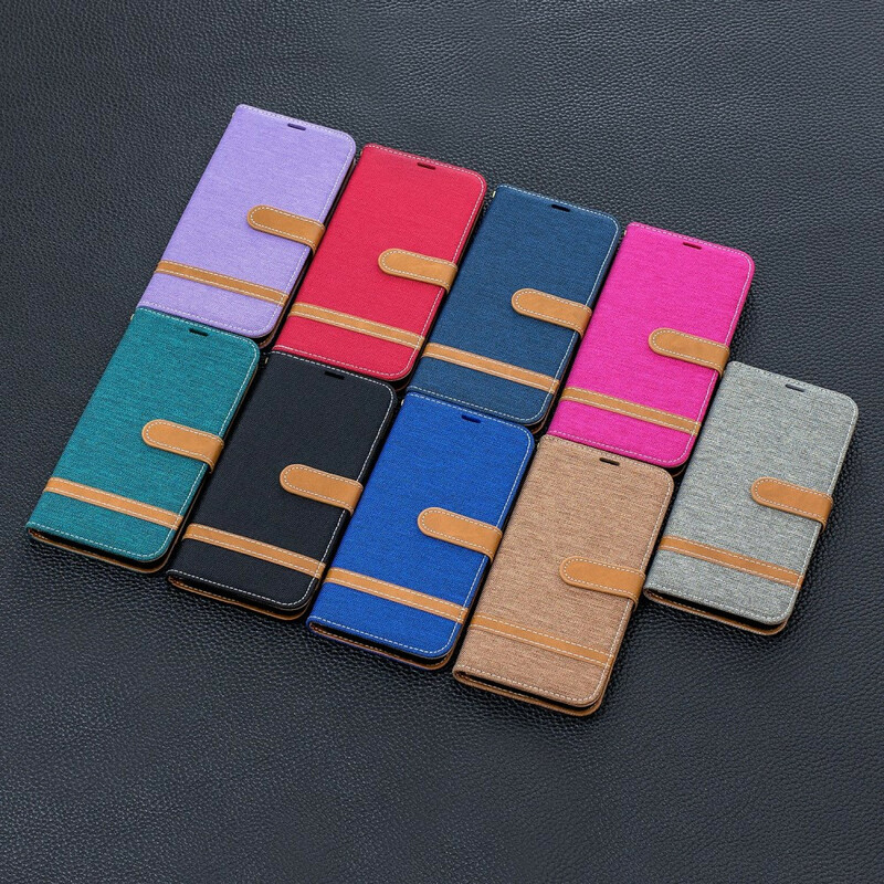 Housse Xiaomi Redmi Note 8 Tissu et Effet Cuir à Lanière Housse Xiaomi Redmi Note 8 Tissu et Effet Cuir à Lanière