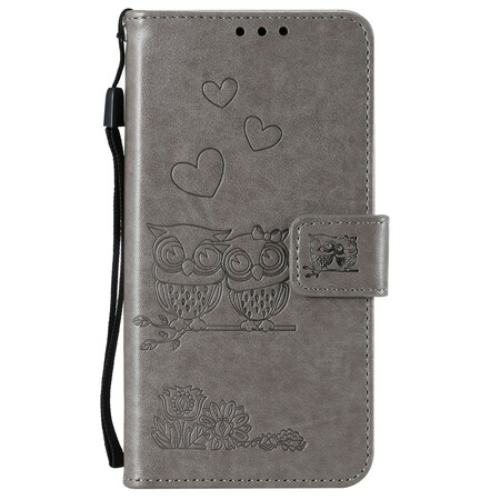 Housse OnePlus 7T Hiboux Amoureux à Lanière