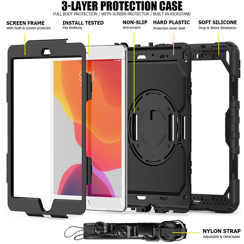 Coque iPad 10.2" (2019) Ultra Résistante avec Sangle et Bandoulière Coque iPad 10.2" (2019) Ultra Résistante avec Sangle et Bandoulière