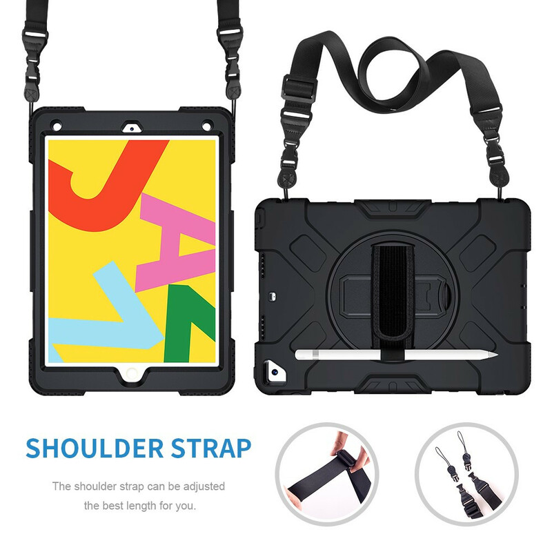 Coque iPad 10.2" (2019) Super Résistante Sangle et Bandoulière