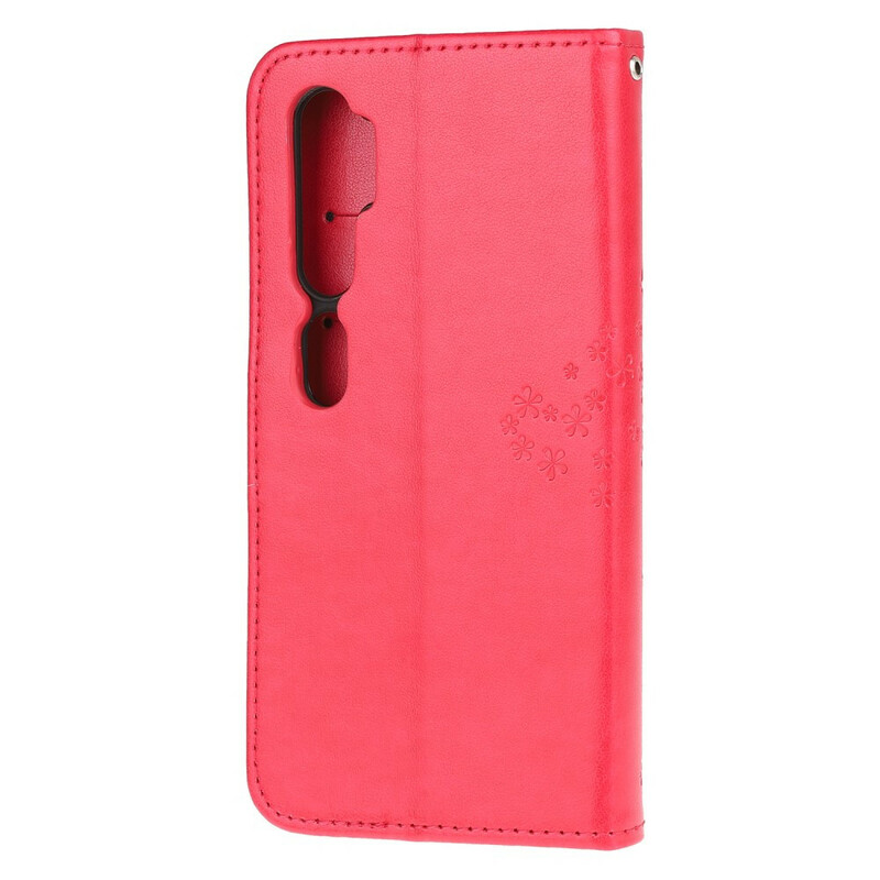 Housse Xiaomi Mi Note 10 Arbre et Hiboux à Lanière