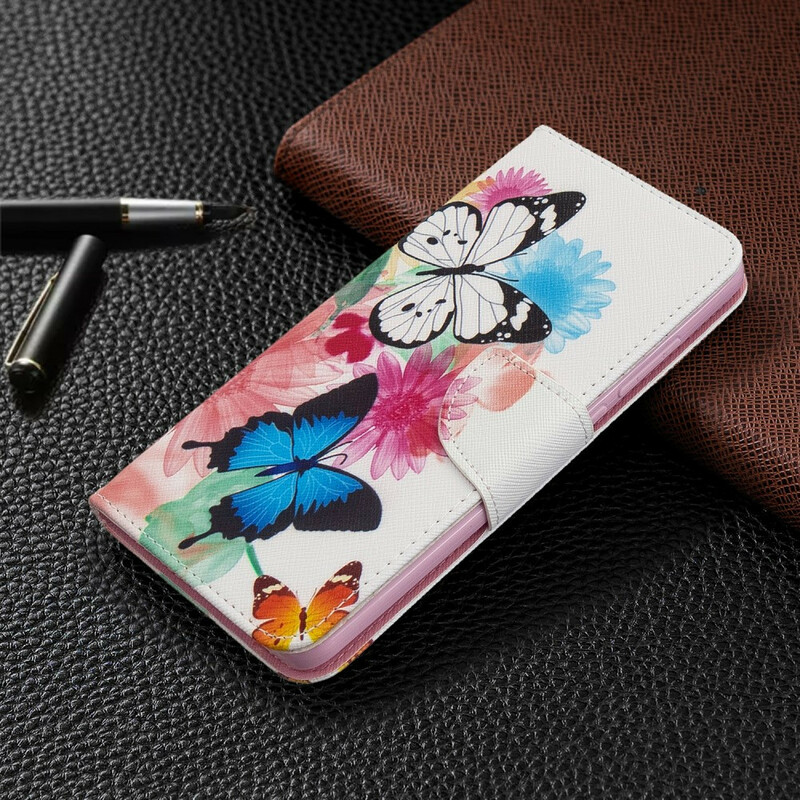 Housse Xiaomi Redmi 8 Papillons et Fleurs Peints Housse Xiaomi Redmi 8 Papillons et Fleurs Peints