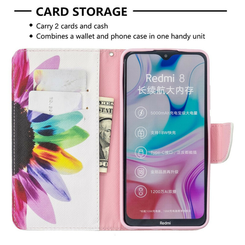 Housse Xiaomi Redmi 8 Fleur Aquarelle Housse Xiaomi Redmi 8 Fleur Aquarelle
