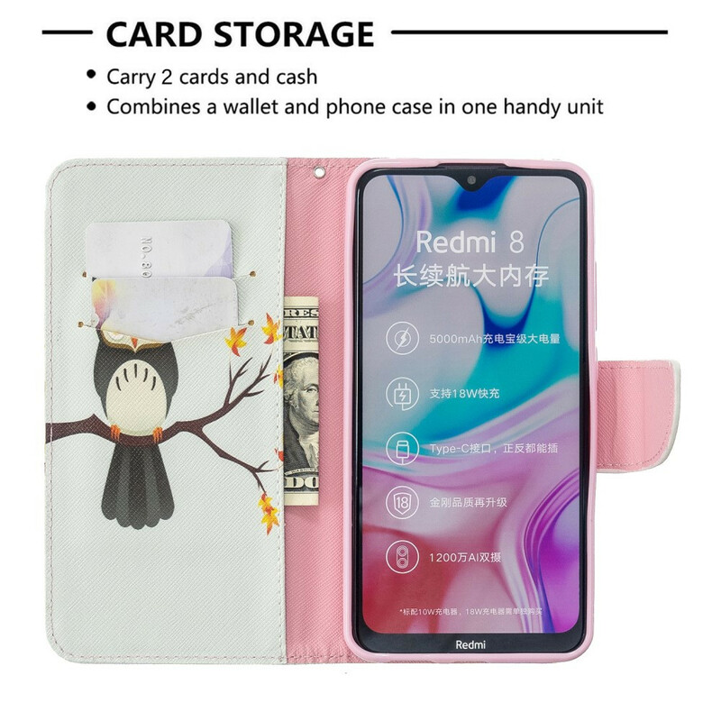 Housse Xaomi Redmi 8 Hibou Perché sur la Branche Housse Xaomi Redmi 8 Hibou Perché sur la Branche