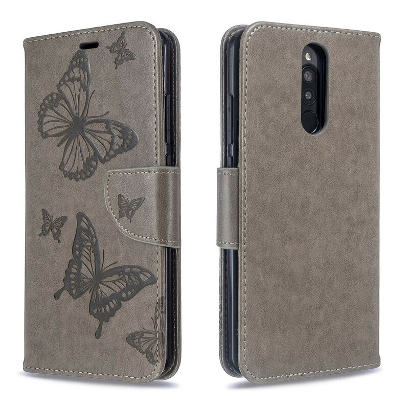 Housse Xiaomi Redmi 8 Papillons Imprimés à Lanière Housse Xiaomi Redmi 8 Papillons Imprimés à Lanière