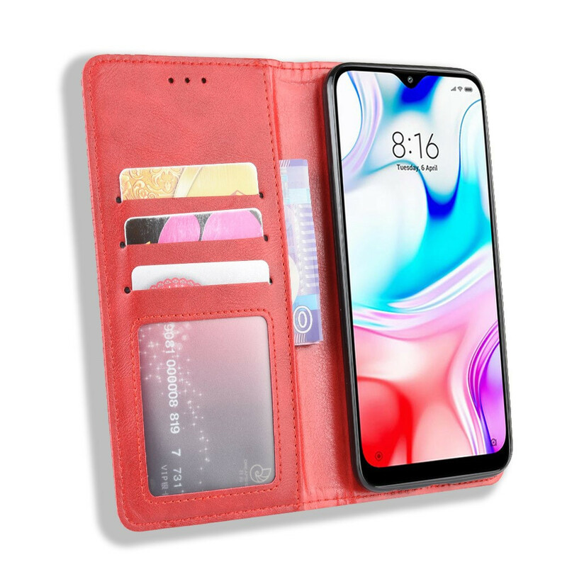 Flip Cover Xiaomi Redmi 8 Effet Cuir Vintage Stylisé