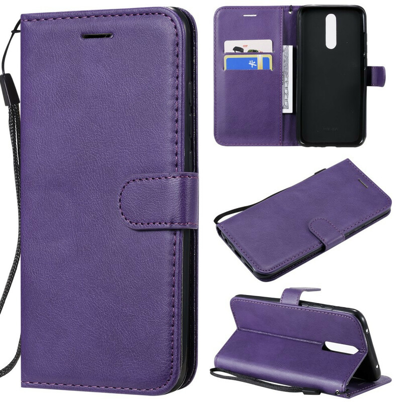 Housse Xiaomi Redmi 8 Effet Cuir Pure Color à Lanière