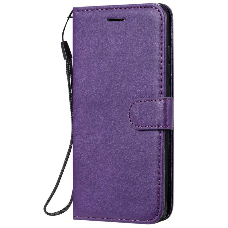 Housse Xiaomi Redmi 8 Effet Cuir Pure Color à Lanière