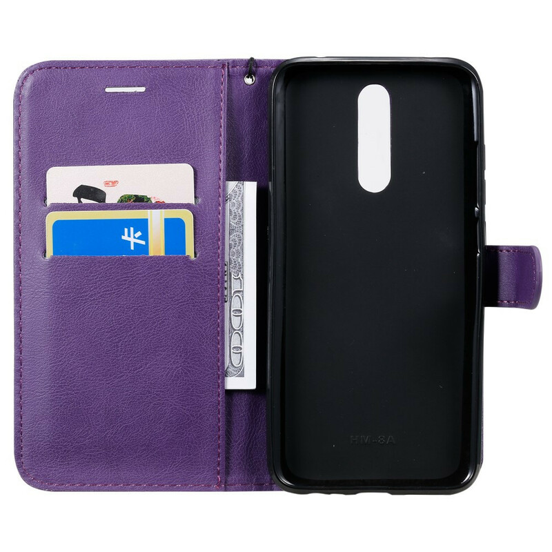 Housse Xiaomi Redmi 8 Effet Cuir Pure Color à Lanière