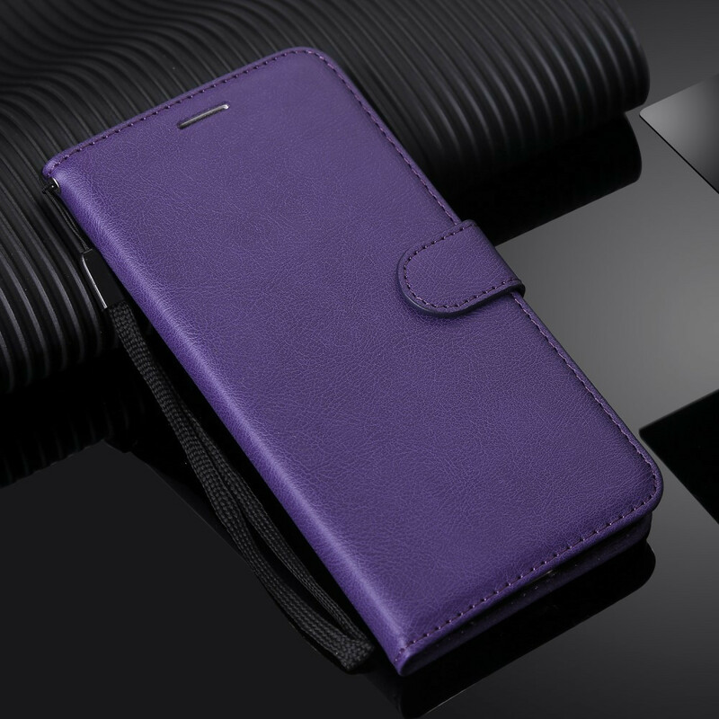 Housse Xiaomi Redmi 8 Effet Cuir Pure Color à Lanière
