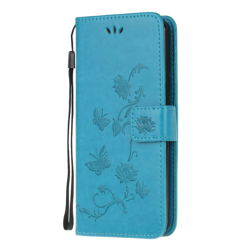 Housse Sony Xperia 5 Papillons Et Fleurs À Lanière Housse Sony Xperia 5 Papillons Et Fleurs À Lanière