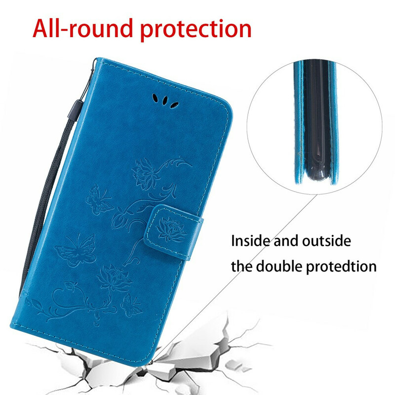 Housse Sony Xperia 5 Papillons Et Fleurs À Lanière Housse Sony Xperia 5 Papillons Et Fleurs À Lanière