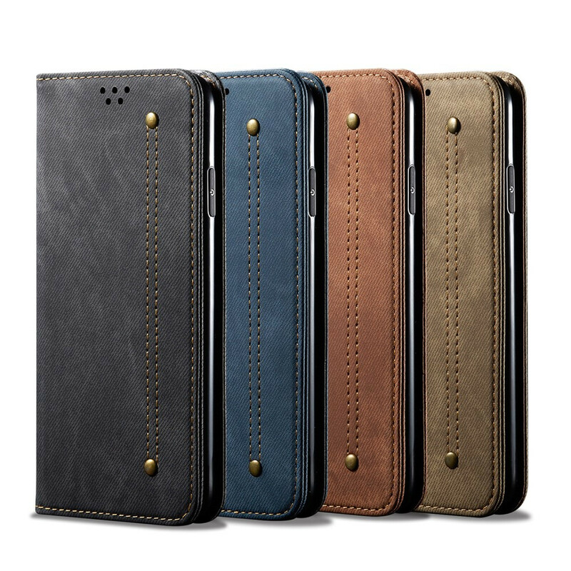 Flip Cover Oppo A9 2020 Tissu Jeans Flip Cover Oppo A9 2020 Tissu Jeans
