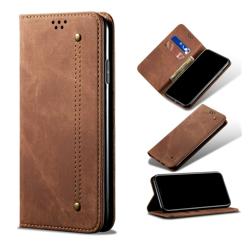 Flip Cover Oppo A9 2020 Tissu Jeans Flip Cover Oppo A9 2020 Tissu Jeans