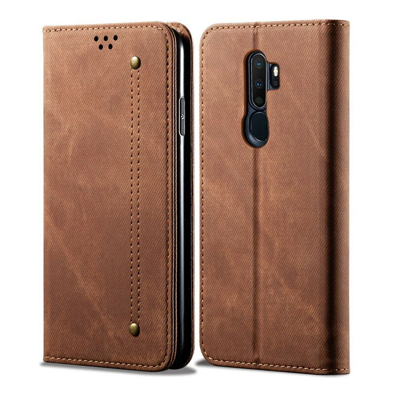 Flip Cover Oppo A9 2020 Tissu Jeans Flip Cover Oppo A9 2020 Tissu Jeans