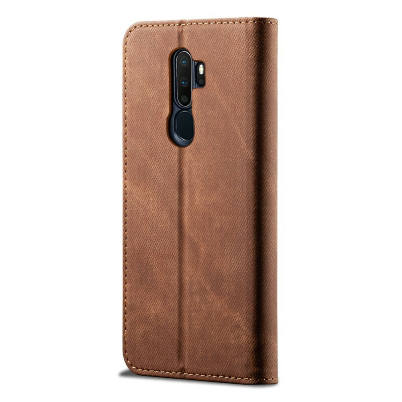 Flip Cover Oppo A9 2020 Tissu Jeans Flip Cover Oppo A9 2020 Tissu Jeans